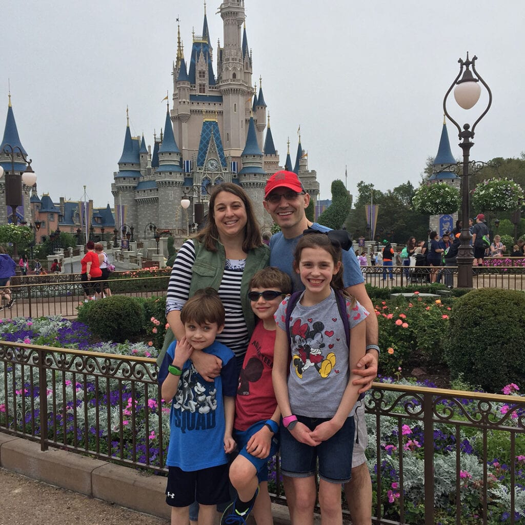 Dr. Amy Criniti, Bellevue fertility specialist, with family at Disney Land