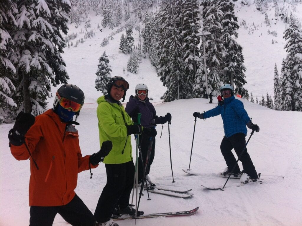 Seattle reproductive surgeon Dr. Paul Lin skiing with family
